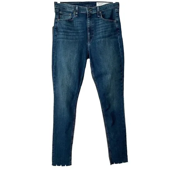 rag & bone Blue Nina Iconic Jeans High Rise Skinny Leg Raw Hem 32
